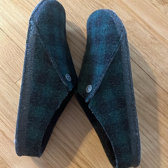 Birkenstock Blue Green Plaid Wool Felt Zermatt Shearling Slipper Sz 43 - Picture 8 of 12
